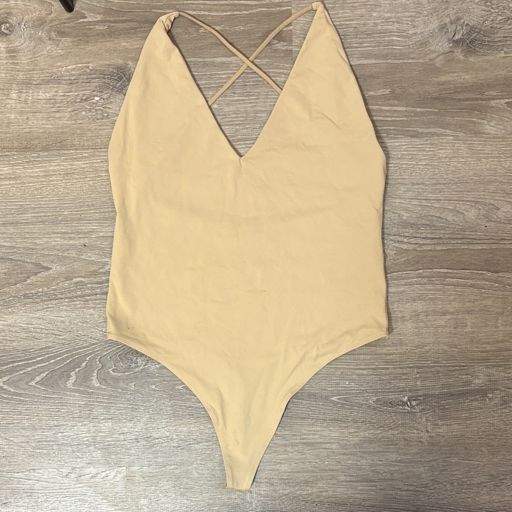 Babaton Beige One Piece Bodysuit